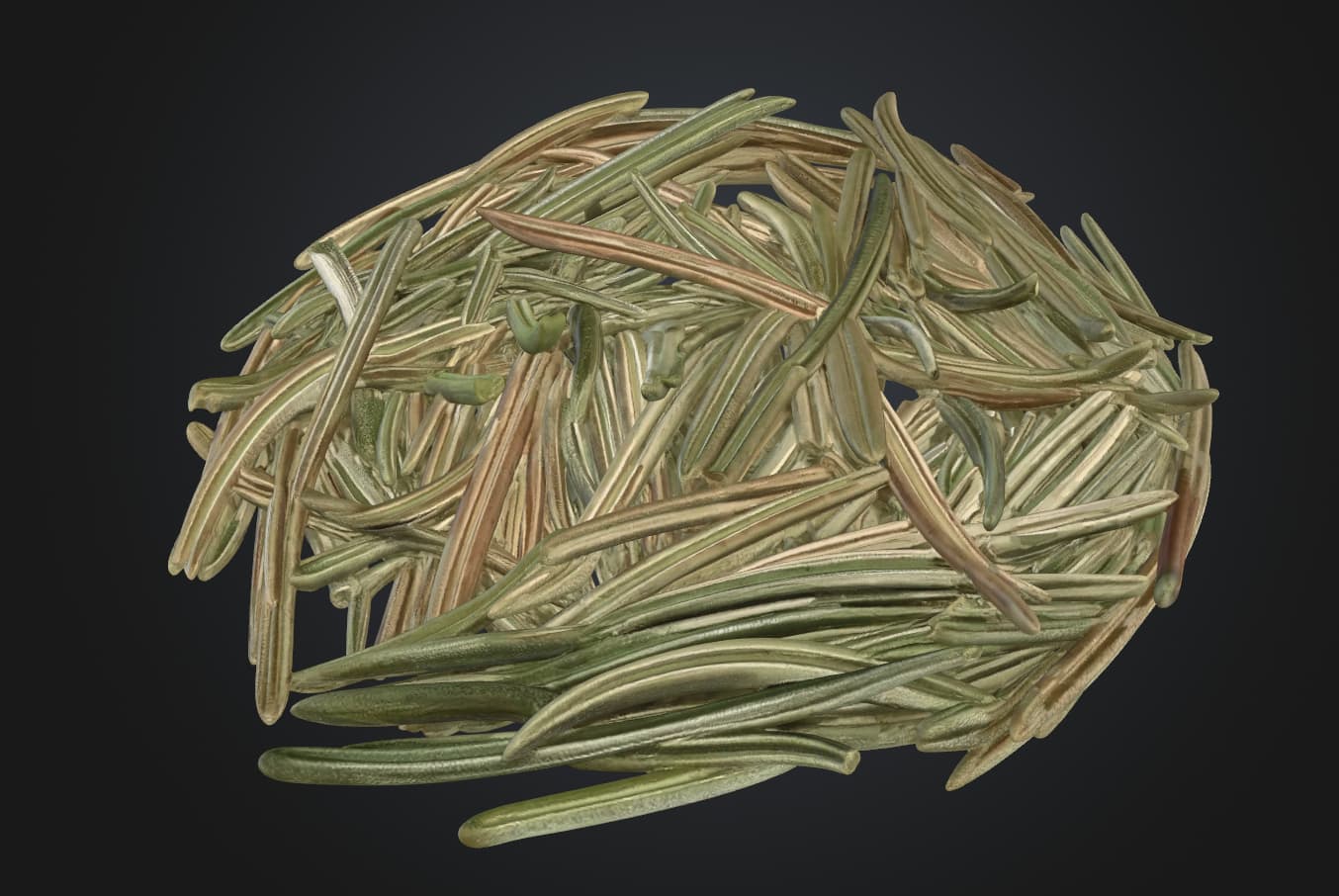 Cluster of dried rosemary leaves