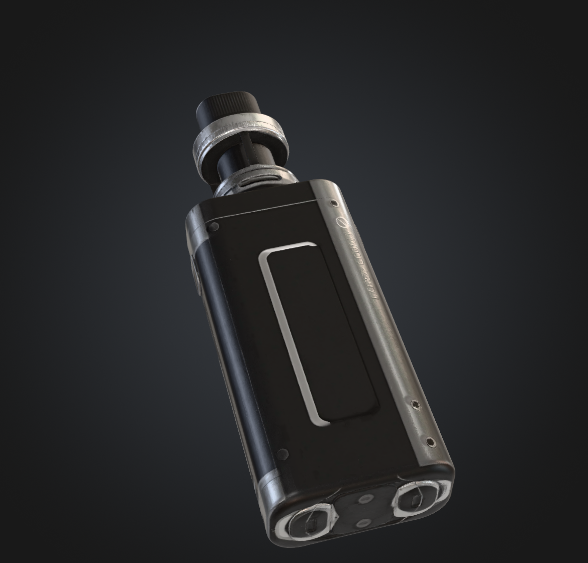 Black vape body module with metallic trim
